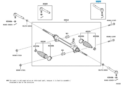 TOYOTA SIENNA GSL30 GSL33 GSL35 11-20 Genuine Tie Rod Assy LH 45470-09130 OEM
