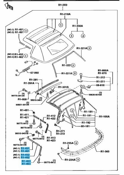 MAZDA MX-5 MIATA NA8C 90-97 Genuine Soft Top Weather Strip Right & Left Set OEM