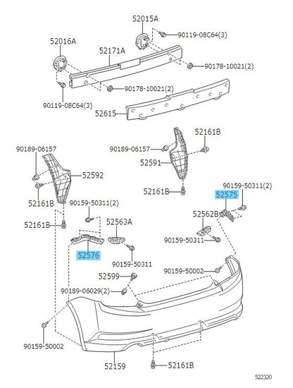 TOYOTA SCION tC AT20 2011-2016 Genuine Rear Bumper Side Retainer RH & LH Set OEM