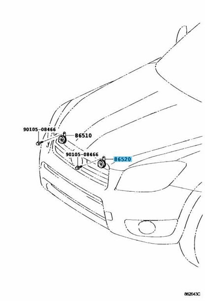 TOYOTA RAV4 ACA30 2006-2022 Genuine Low Pitched Horn Assy 86520-20300 OEM