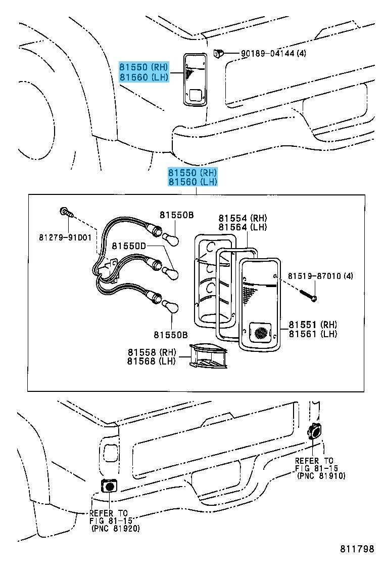 TOYOTA HILUX LN165 RZN168 Genuine Rear Combination Lamp Assy RH & LH Set OEM