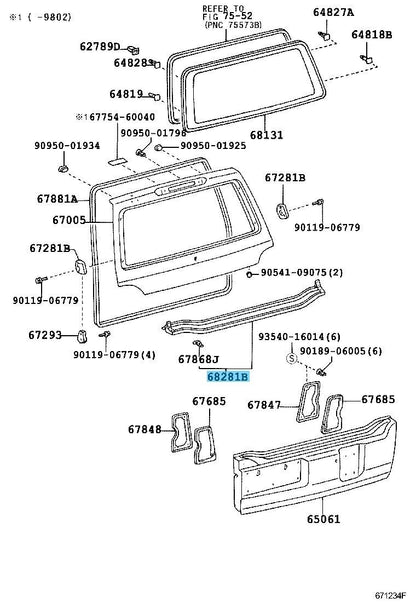 TOYOTA LAND CRUISER UZJ100 98-03 Genuine Rear Lift Gate Weatherstrip 68281-60020