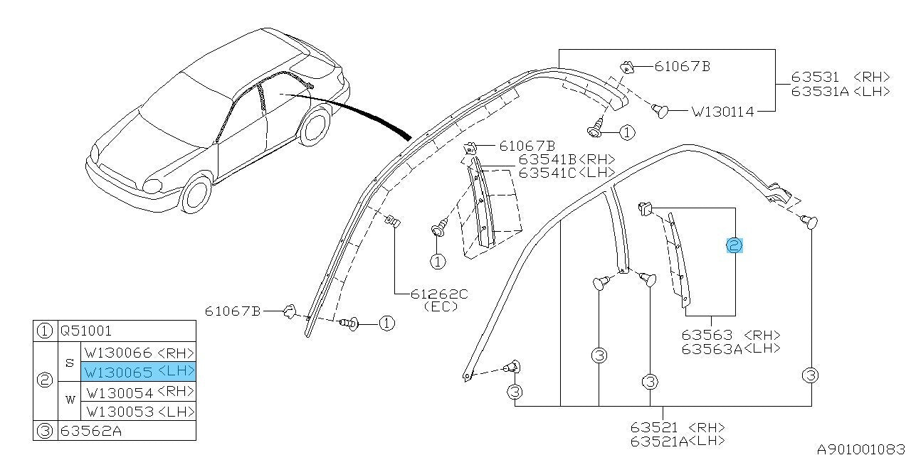 SUBARU IMPREZA WRX STI GDF 02-07 Genuine B Pillar Cover LH Clip x4 Set For Sedan