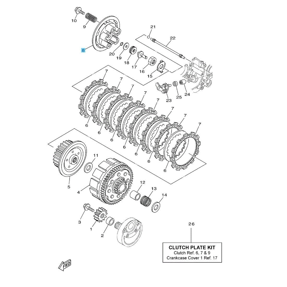 YAMAHA YZ125 '00-24 YZ125X '20-24 Genuine Pressure 1 Plate 5HD-16351-00-00 OEM