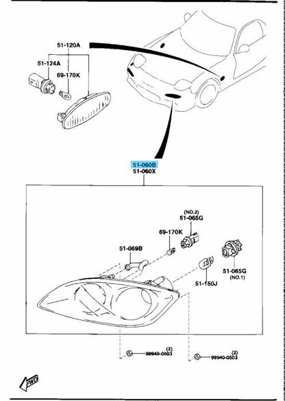 MAZDA RX-7 FD3S Genuine Front Combination Lamp Right & Left set RHD