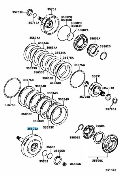 TOYOTA ECHO COROLLA MATRIX Genuine Direct Clutch Drum Sub-Assy 35605-52010 OEM