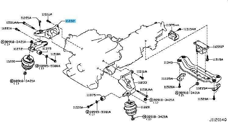 NISSAN INFINITI G37 CV36 AWD '09-13 Genuine Eng Mounting Bracket RH 11232-JK50A