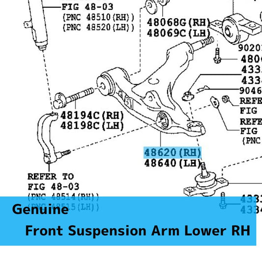 LEXUS GS350 GRL15/16 '13-20 Genuine Front Suspension Arm Lower RH For AWD OEM
