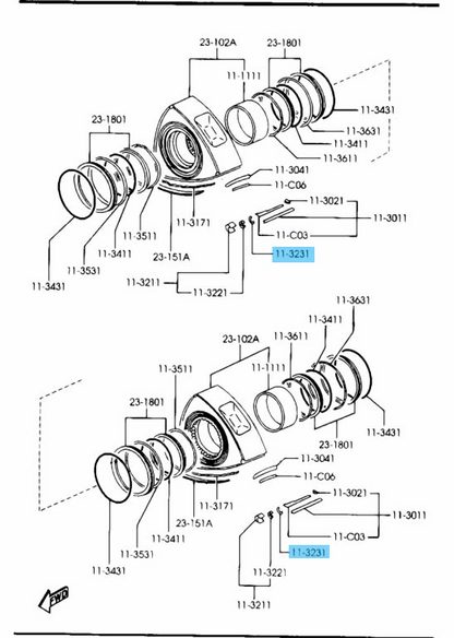 MAZDA RX-7 FD3S 1993-1995 Genuine Rotor Corner Seal Spring NF01-11-C24 x12 Set