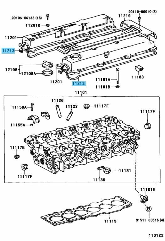 TOYOTA SUPRA 1JZ-GTE Genuine non-VVTi Valve Cover Gasket 11213-88400 x2 OEM