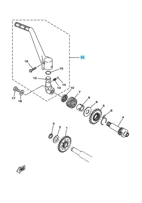 YAMAHA YZ125 2007-2018 Genuine Kick Crank Assy 4DB-15620-10-00 OEM