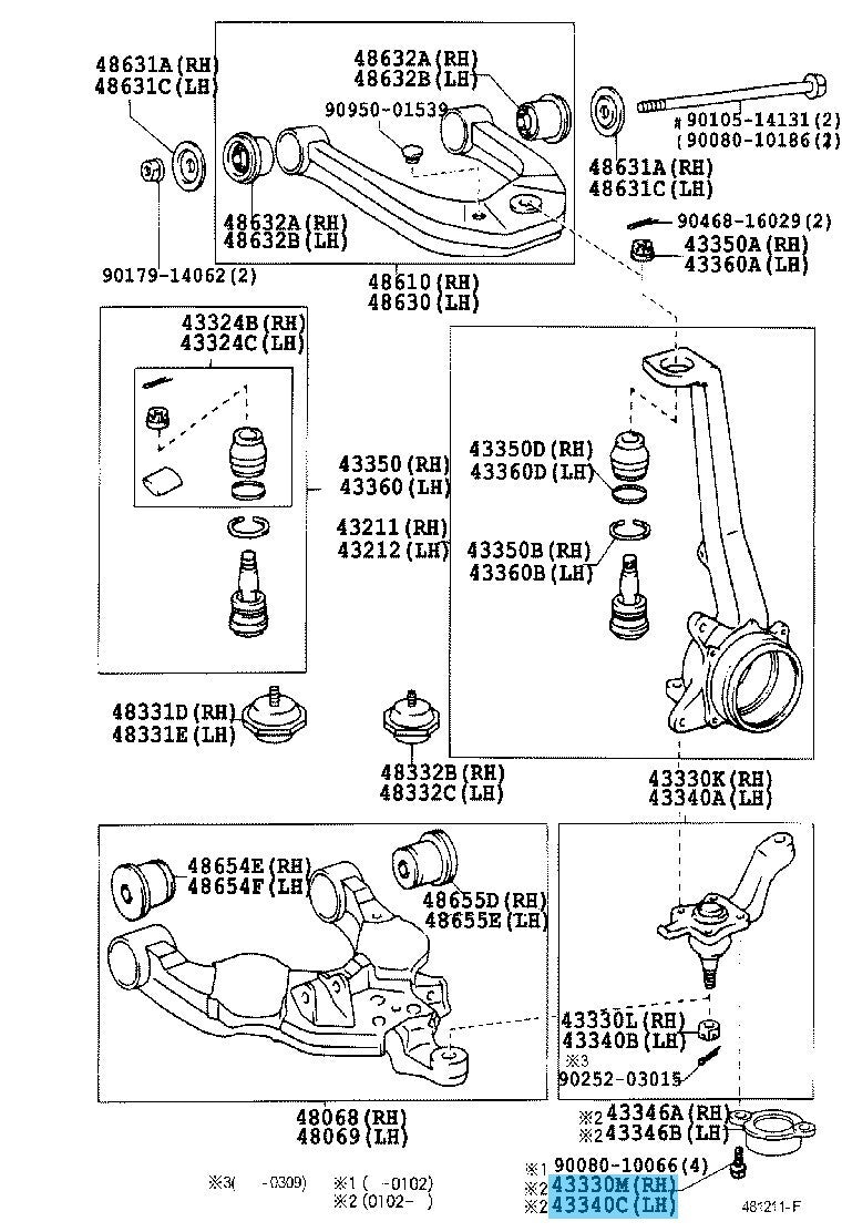 TOYOTA SEQUOIA UCK## 02-03 Genuine Front L/Ball Joint Bolt 90119-10933 x8 Set