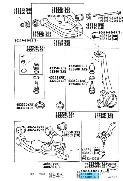 TOYOTA SEQUOIA UCK## 02-03 Genuine Front L/Ball Joint Bolt 90119-10933 x8 Set