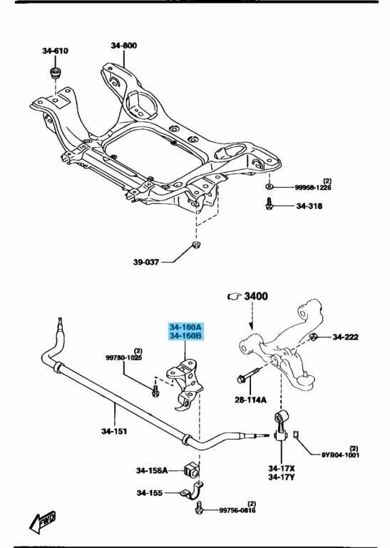 MAZDA RX-7 FD3S 1993-1995 Genuine Front Stabilizer Bracket RH & LH Set OEM