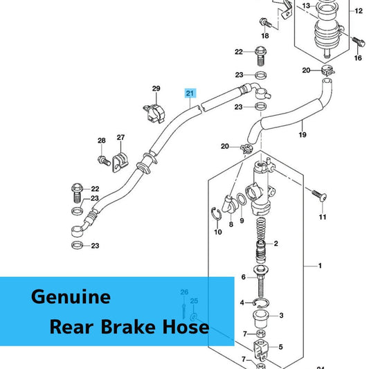 SUZUKI GSX-R600 '11-22 GSX-R750 '12-22 Genuine Rear Brake Hose 69480-14J01 OEM