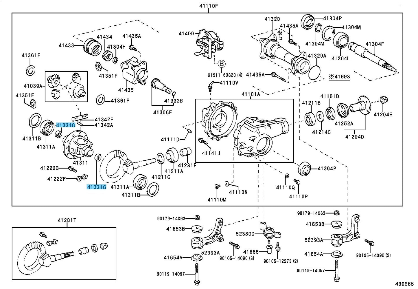 TOYOTA 4RUNNER VZN185 89-02 Genuine F/Diff Side Gear Needle Bearing 90364-33009