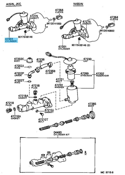 TOYOTA LEVIN TURENO AE86 RHD 84-87 Brake Master Cylinder Assy ADVICS SALES