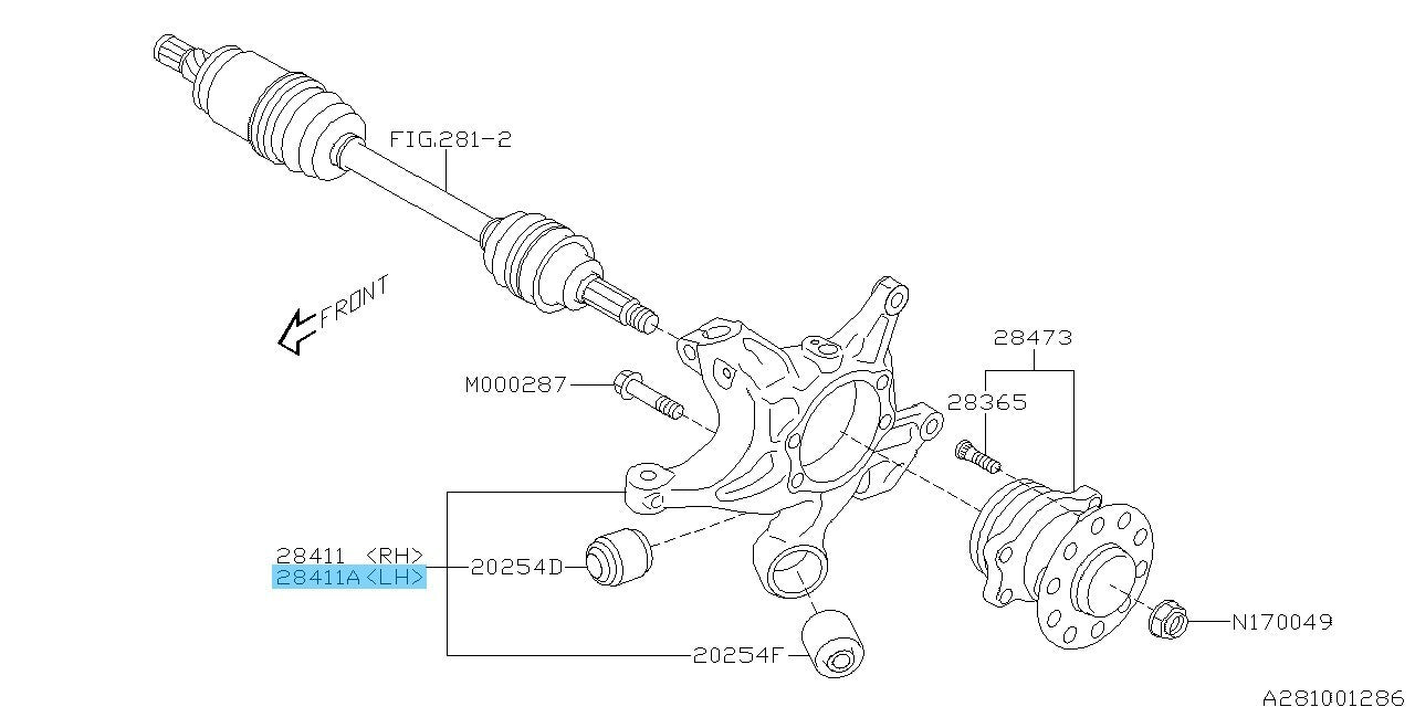 SUBARU XV CROSSTREK GP7 13-14 Genuine Rear Housing Assy LH 28411FJ031 OEM