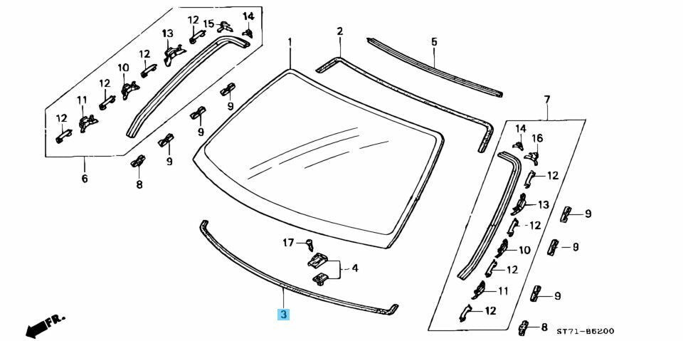 HONDA ACURA INTEGRA DC# 94-01 Genuine Front Glass Windshield DAM Rubber B OEM