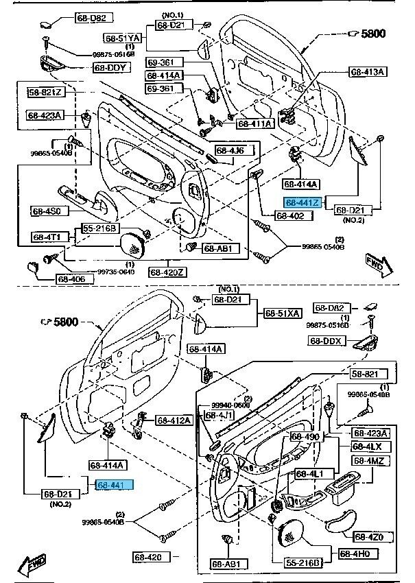 MAZDA RX-7 FD3S 1993-1995 Genuine Inner Door Garnish Right & Left Set OEM