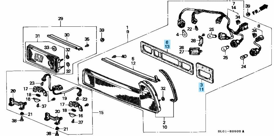 HONDA NSX NSX-R NA1 NA2 Genuine Base Gasket Set Tail Lamp Right & Left 4set OEM