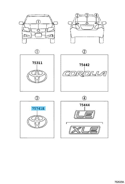 TOYOTA COROLLA ZRE142 2010-2013 Genuine back door Symbol Emblem 90975-02070 OEM