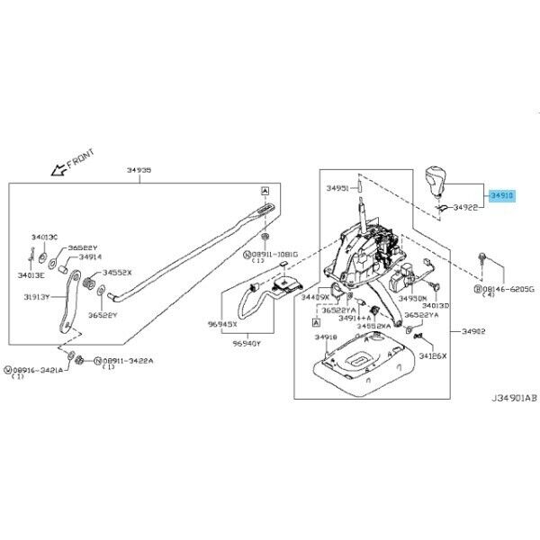 NISSAN INFINITI Q50 Q60 17-19 Genuine Knob Assy Control Lever Auto 34910-9NF0B