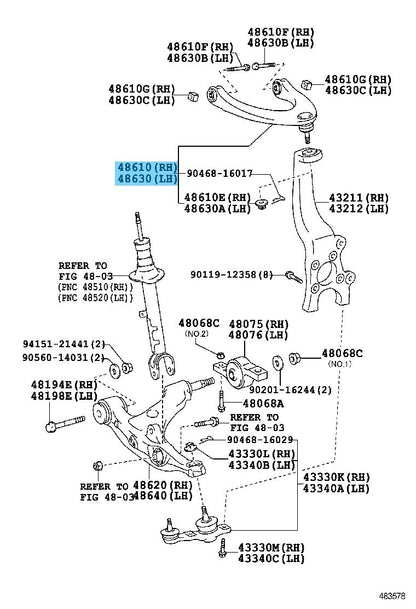 LEXUS GS350 GRL1# 2013-2020 Genuine Fr/Suspension Arm Upper RH & LH Set OEM