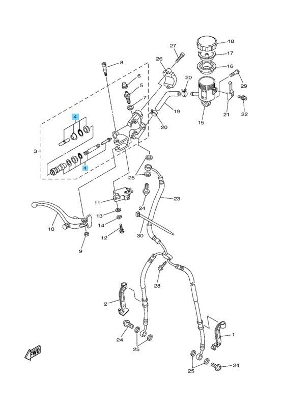 YAMAHA YZF-R1 2009-2014 Genuine Brake Master Cylinder Kit 2S3-W0041-00-00 OEM