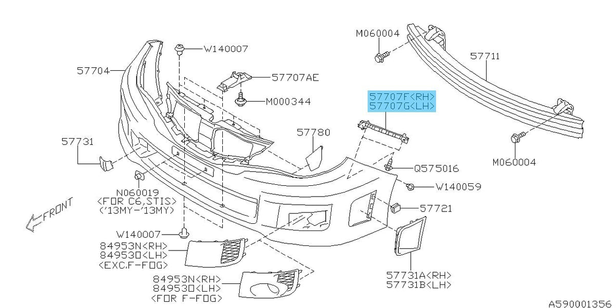SUBARU IMPREZA WRX STI GR# GV# 08-14 Genuine Front Bumper Side Bracket RH LH Set