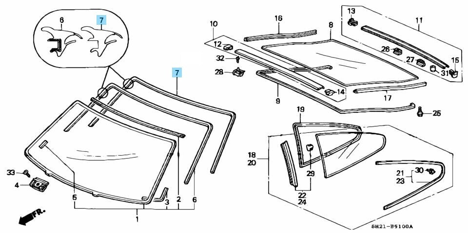 HONDA CR-X EF8 88-91 Genuine Front Glass Windshield Molding 73150-SH2-305 OEM