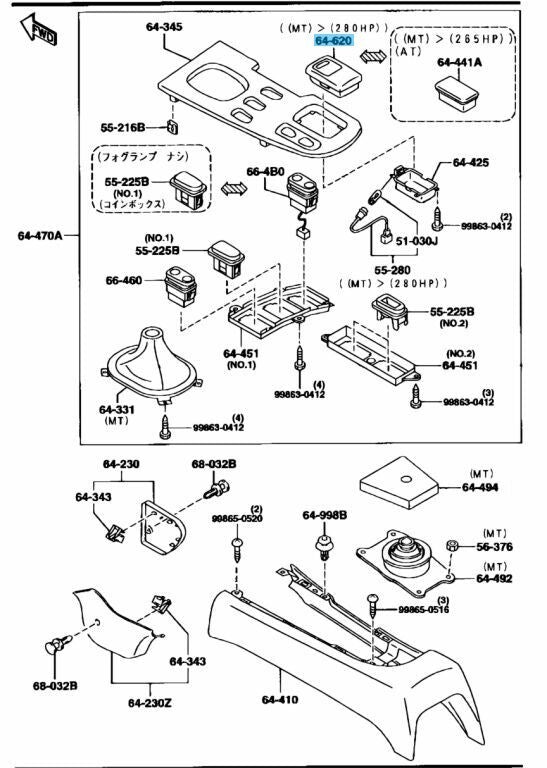 MAZDA RX-7 FD3S 1993-2002 Genuine Ash Tray Center For RHD F148-64-610 00 OEM