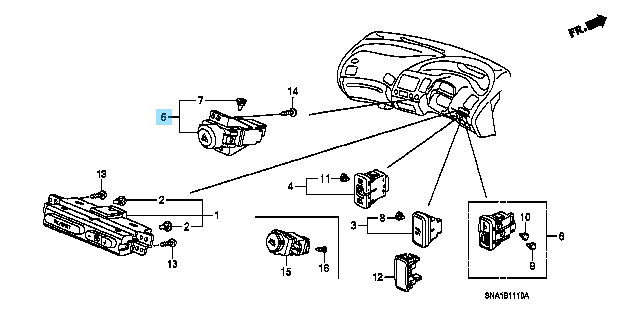 HONDA CIVIC FD1 FD2 TYPE-R 06-11 Genuine Hazard Switch Assy 35510-SNA-003 OEM