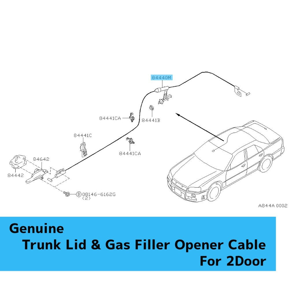 NISSAN GT-R BNR34 Genuine Trunk Lid & Gas Filler Opener Cable 84650-AA100 OEM