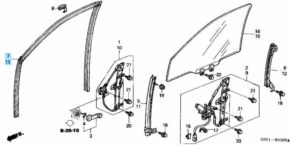 HONDA CIVIC EP3 3 Door Si 02-05 Genuine Front Door Runchannel RH & LH Set OEM