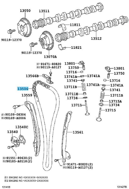 TOYOTA CAMRY ASV40 AVV50 09-15 Genuine Timing Chain Sub-Assy 13506-36010 OEM