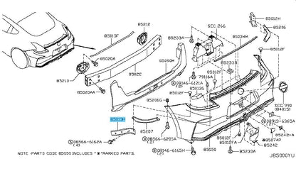 NISSAN 370Z Z34 '09-16 Genuine Rear Bumper Side Bracket LH 85223-1EA0B OEM