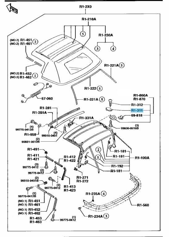 MAZDA MIATA MX-5 MX5 NB 99-05 Genuine Convertible Roof Top Latch Cap Clip OEM