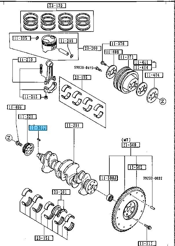 MAZDA MIATA NA6CE 1990-1991 Genuine 1600cc Woodruff Key B630-11-317A OEM