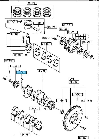 MAZDA MIATA NA6CE 1990-1991 Genuine 1600cc Woodruff Key B630-11-317A OEM