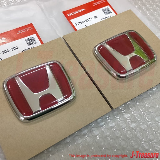 HONDA CIVIC TYPE-R EK9 99-00 Genuine Late Model Red Emblem Front & Rear Set OEM