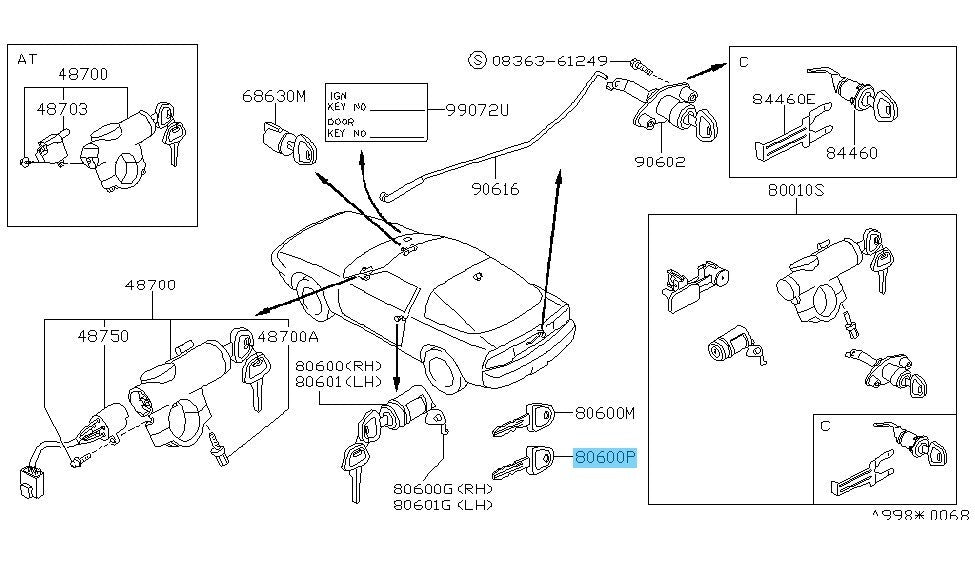 NISSAN 300ZX Z32 84-89 240SX S13 89-90 Genuine Blank Key KEY00-00075 OEM