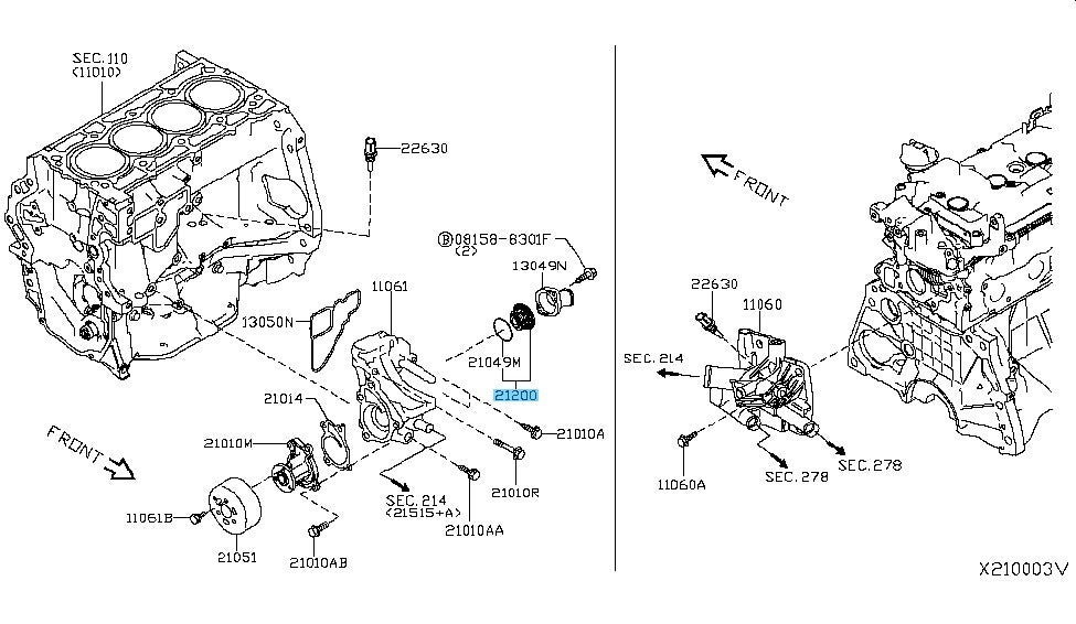 NISSAN KICKS 2018-2024 Genuine Thermostat Assembly With Gasket 21200-5RF3A OEM