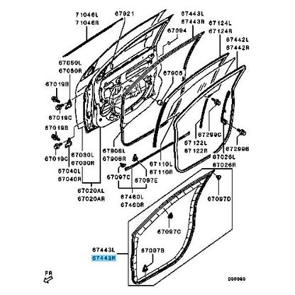 MITSUBISHI OUTLANDER SPORTS GA2W 11-23 Genuine Front Door Weather Strip RH OEM