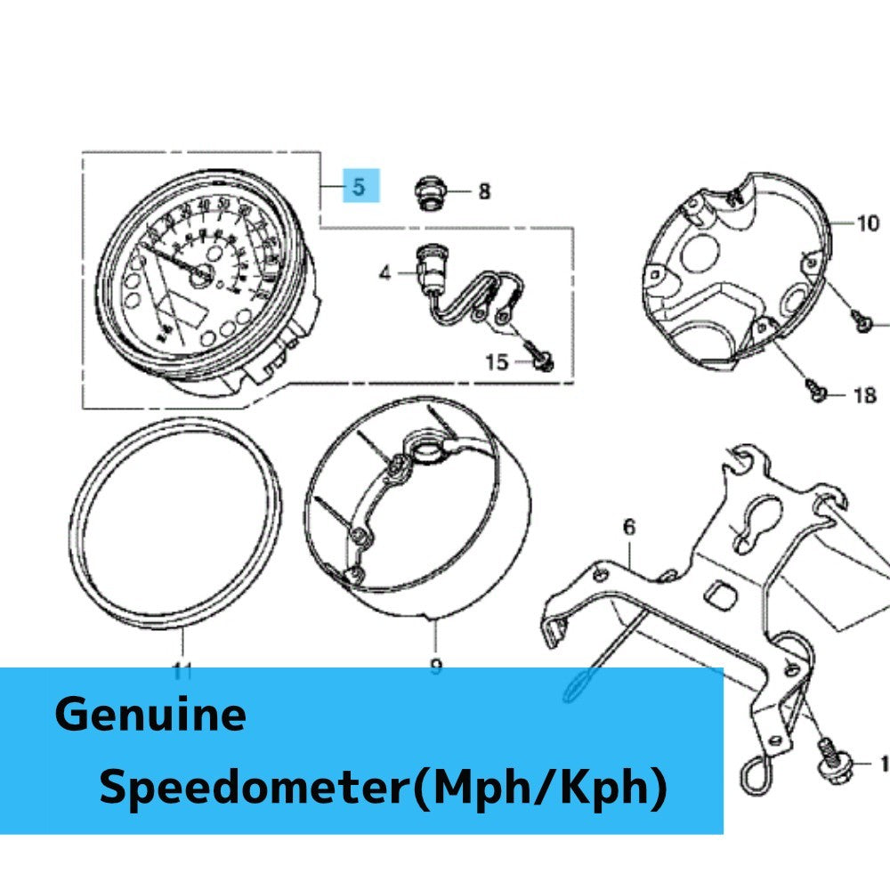 HONDA VT750RS SHADOW RS '10-13 Genuine Speedometer(Mph/Kph) 37210-MGR-305 OEM