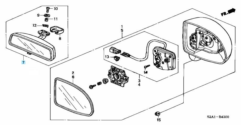 HONDA S2000 AP# 00-09 Genuine Interior Rear View Mirror Assy 76400-S2A-003ZA OEM