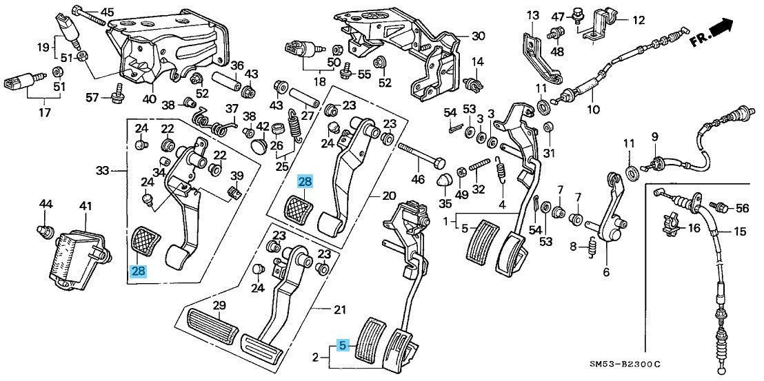 HONDA CIVIC WAGON EF# '84-91 Genuine Accelerator & Brake & Clutch Pedal Pad Set