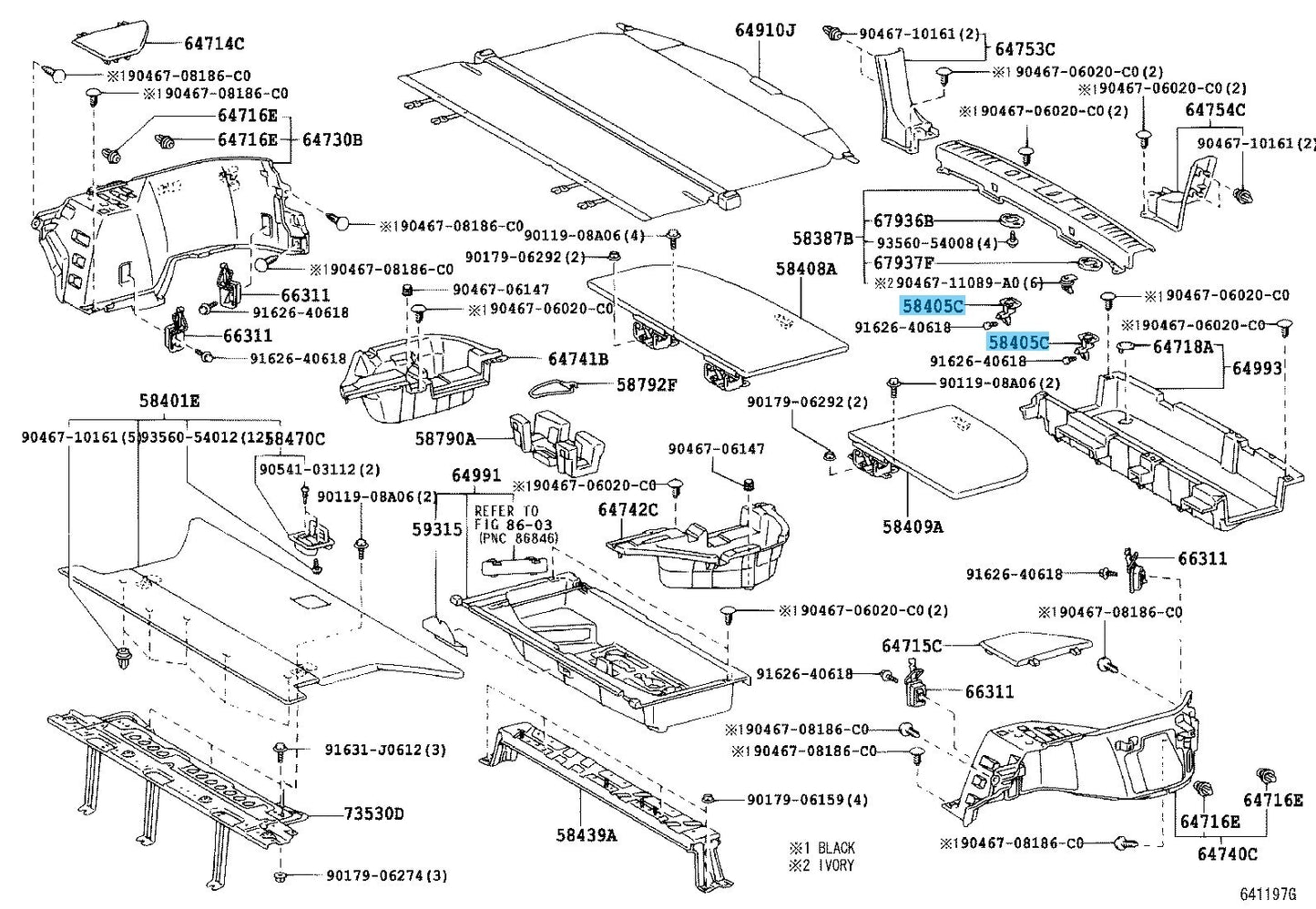 LEXUS RX330 GSU35 2004-2006 Genuine Deck Board Lock Sub-Assy 58405-48010 x2 set