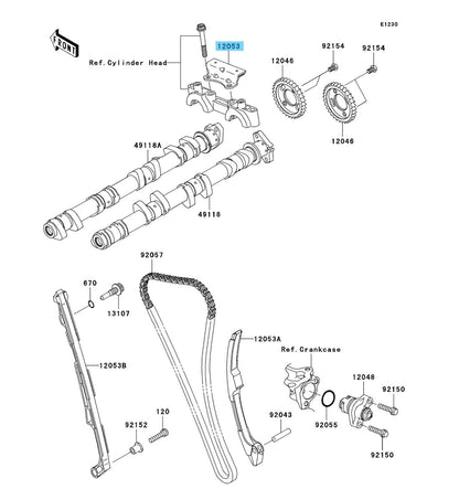 KAWASAKI NINJA ZX-10R ZX1000 '04-10 Genuine Chain Guide Upper 12053-0297 OEM