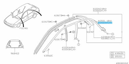 SUBARU IMPREZA GC8 1993-2001 Genuine WRX STI Door Weather Strip Left Side OEM